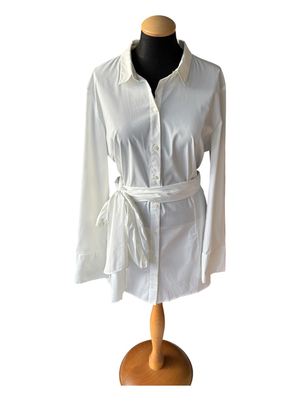 NWT J. Jill White Shirt Collection Belted Button Down Tunic Dress Size XL